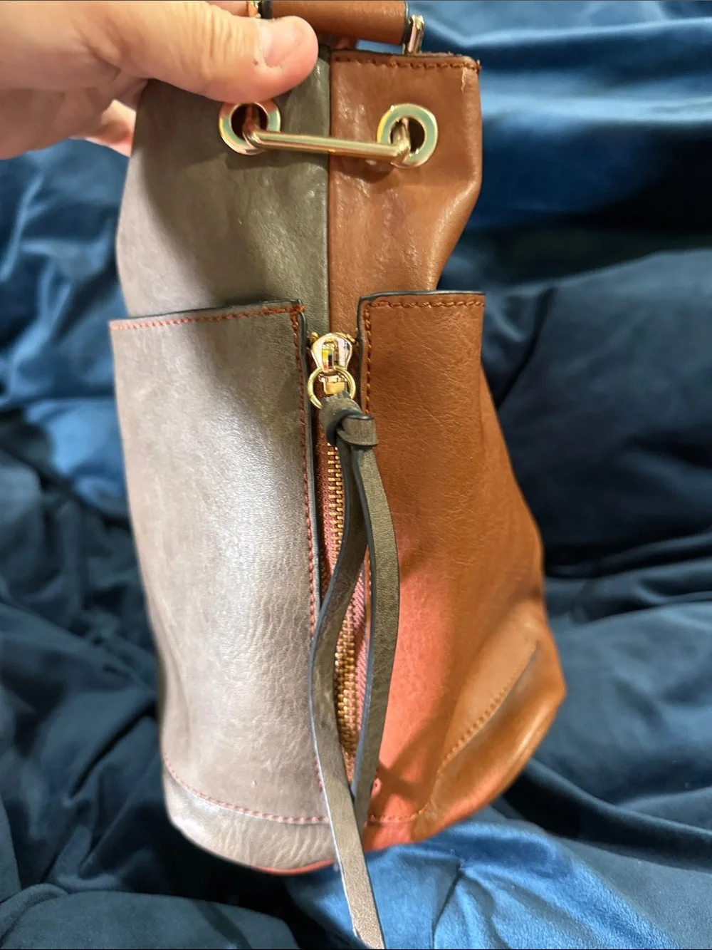Steve Madden two toned Leather Shoulder Bag with Front Pockets